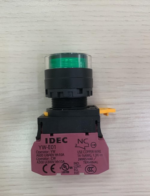 Nút nhấn có đèn, loại phẳng, nhấn nhả, IP65 ngoài mặt tủ - màu đỏ YW1L-MF2E10QM3R