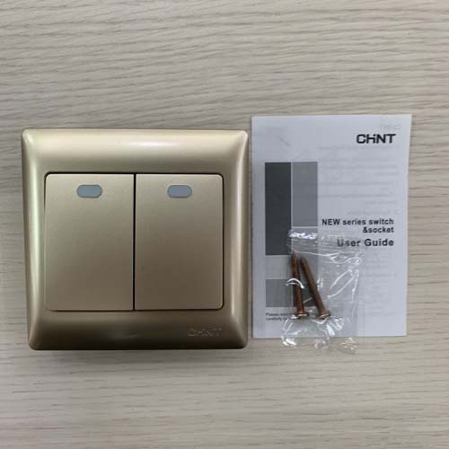 Bộ công tắc đôi 1 chiều 10AX250V màu vàng