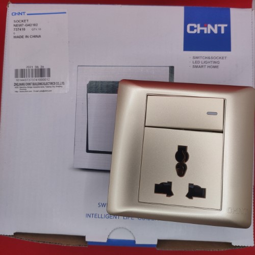 Bộ ổ cắm đa năng 3 chấu 13A, công tắc 1 chiều 16A 250V màu vàng