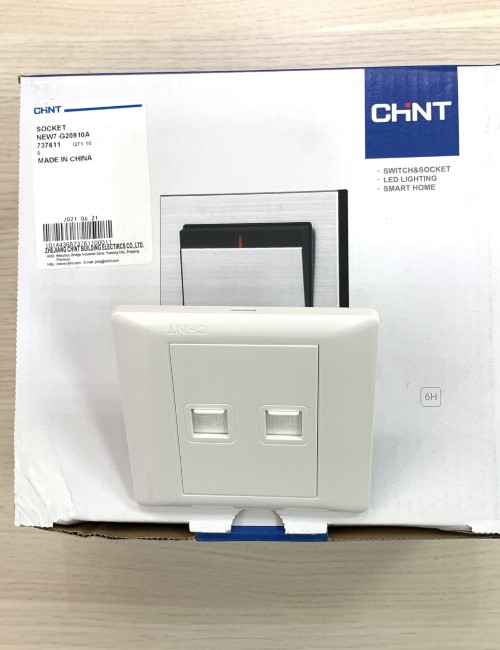 Bộ ổ cắm điện thoại, ổ cắm mạng Cat 6 màu trắng