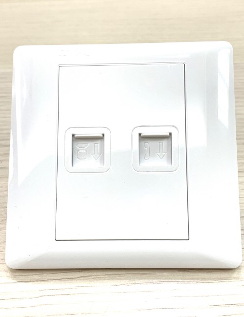 Bộ ổ cắm điện thoại, ổ cắm mạng Cat 6 màu trắng