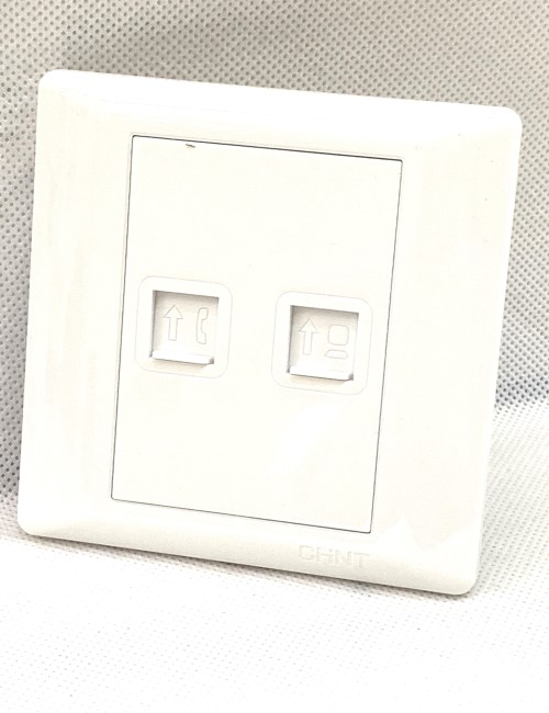 Bộ ổ cắm điện thoại, ổ cắm mạng Cat 6 màu trắng