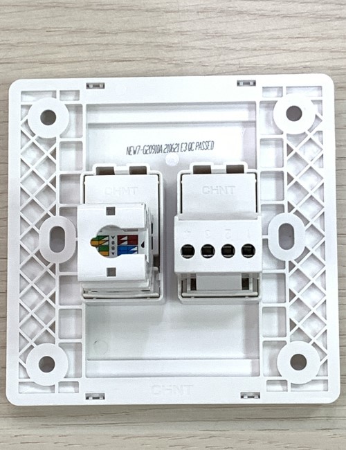 Bộ ổ cắm điện thoại, ổ cắm mạng Cat 6 màu trắng