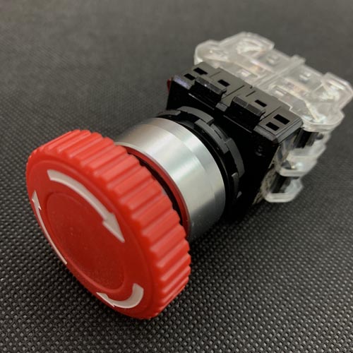 Công tắc khẩn không đèn viền nhôm phi 22 Hanyoung MRE-RR2R