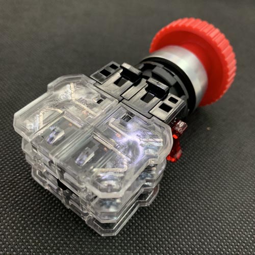 Công tắc khẩn không đèn viền nhôm phi 22 Hanyoung MRE-RR2R