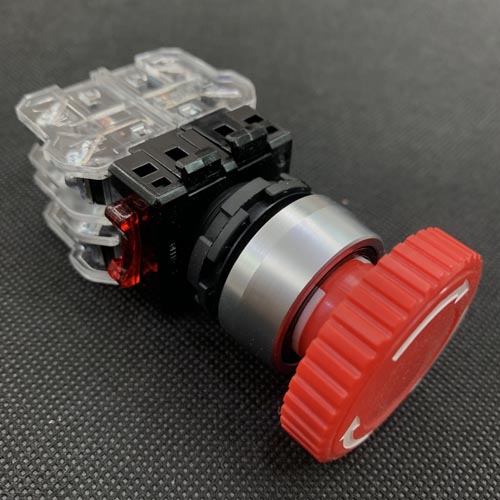 Công tắc khẩn không đèn viền nhôm phi 22 Hanyoung MRE-RR2R