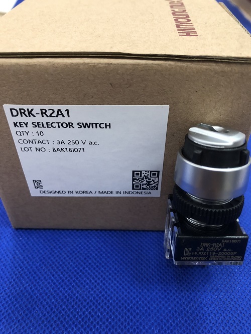 Công tắc xoay 2 vị trí có chìa viền nhôm - Φ16 Hanyoung DRK-R2A1