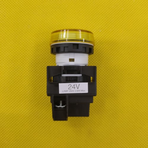 Đèn báo màu vàng,  không biến thế, IP65 ngoài mặt tủ, mặt phẳng YW1P-1EQ4Y