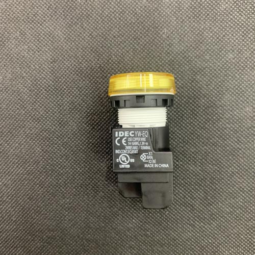 Đèn báo màu vàng, không biến thế, IP65 ngoài mặt tủ, mặt phẳng YW1P-1EQM3Y