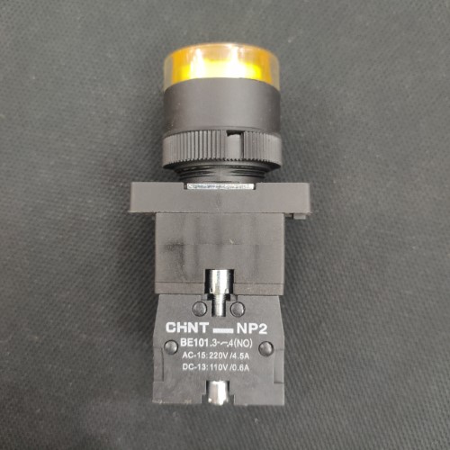 Nút nhấn Chint có đèn 24V màu vàng 1NC NP2-EW3561 24V LED