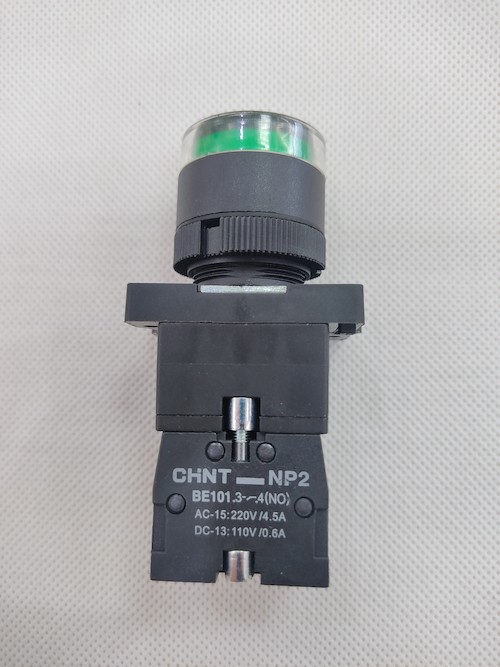 Nút nhấn Chint có đèn 24V màu xanh lục 1NO NP2-EW3361 24V LED