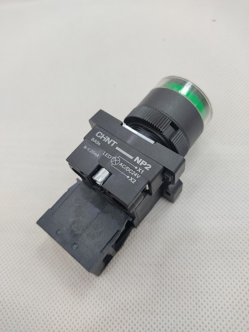 Nút nhấn Chint có đèn 24V màu xanh lục 1NO NP2-EW3361 24V LED
