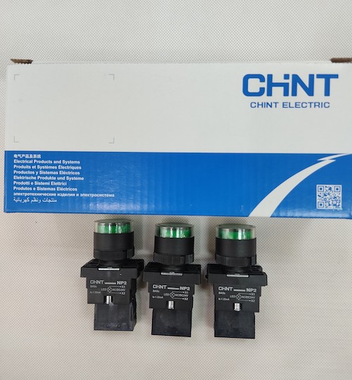 Nút nhấn Chint có đèn 24V màu xanh lục 1NO NP2-EW3361 24V LED